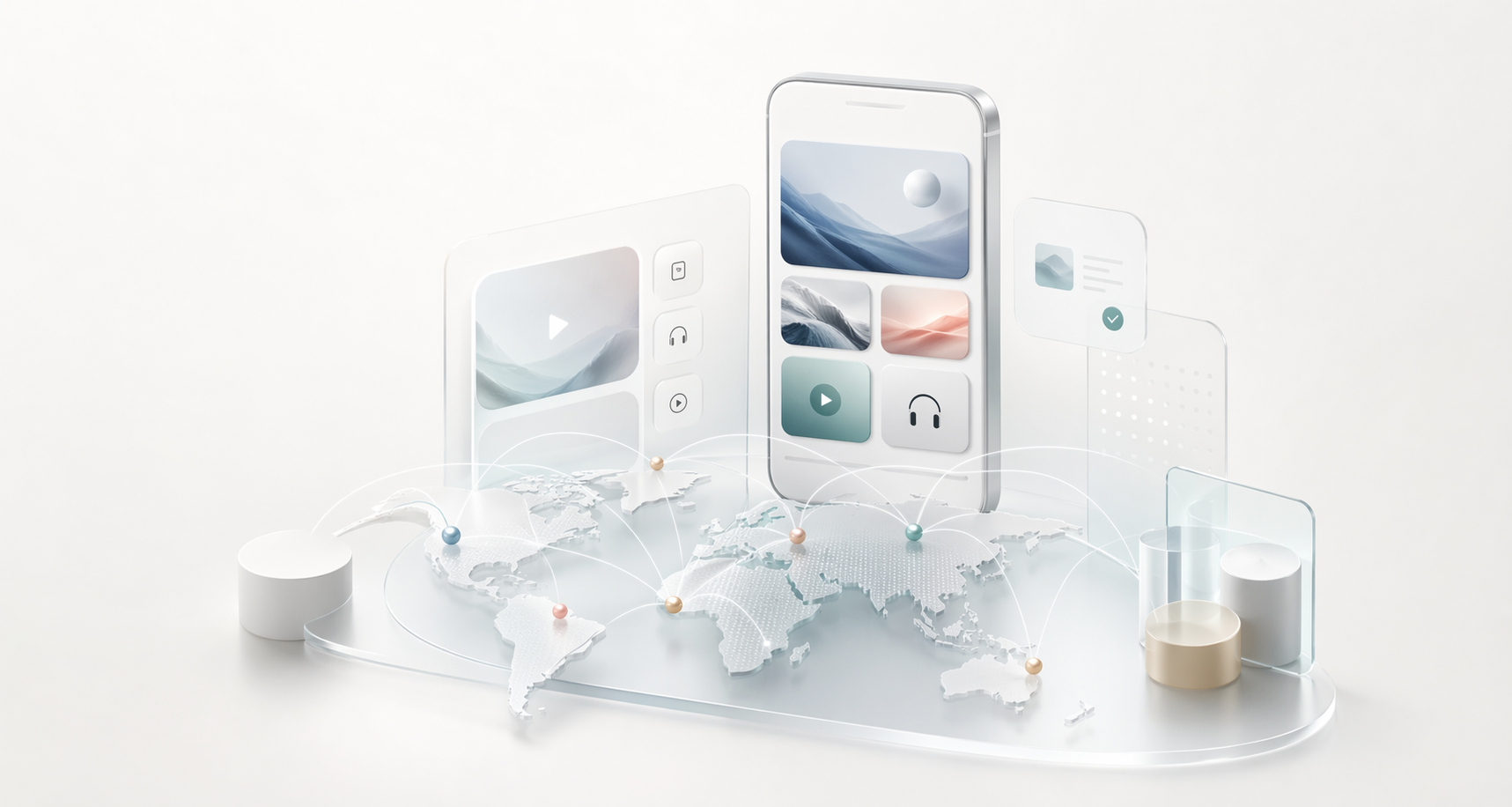 Abstract mobile content and subscription operations visual